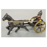 Antique Kenton cast iron horse drawn elf sulky-