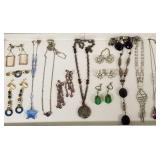 Group vintage jewelry incl Deco, Czech earrings,