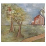 Large oil on board signed Joro- trees &