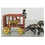 Antique Hubley cast iron horse drawn circus wagon