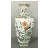 Famille Verte decorated porcelain vase- drilled