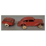 Antique Arcade cast iron sedan w/ camper-