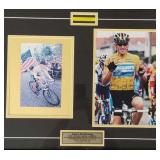 Framed Lance Armstrong memorabilia collage incl