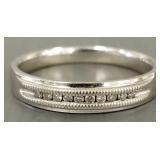 10k white gold band s/w diamonds- 3.5g, sz 10
