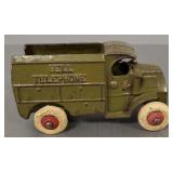 Antique Hubley cast iron Bell Telephone truck-