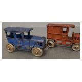 2 antique cast iron vehicles: Hubley limousine &