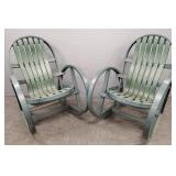 Pair handcrafted outdoor rockers by Joe