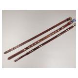3 Western style leather belts incl one w/ cowhide-