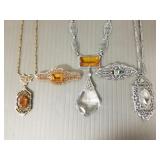 5 pcs Deco filigree jewelry w/ stones: 3 necklaces
