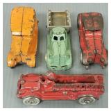 4 antique cast iron vehicles: Williams hook &