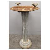 Antique metal bird bath with 2 metal birds- 29"H
