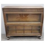 2 high walnut stacking bookcase w/ spoon feet-
