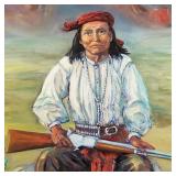 Signed oil on canvas Navajo man in desert- 24" x