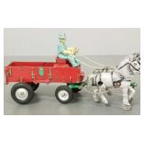 Antique Arcade cast iron horse drawn farm wagon w/