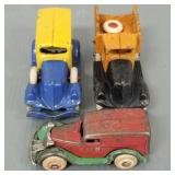 3 antique cast iron trucks: Hubley take apart