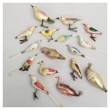 16 vintage glass bird Christmas ornaments (some