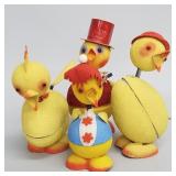 4 vintage Western Germany papier-mache chick candy