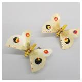 2 vintage spun glass butterfly/ moth clip on
