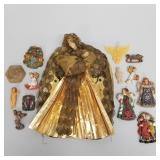14 vintage, etc. wax ornaments, decorations incl