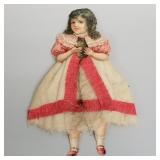 Large antique Victorian scrap girl & cat with