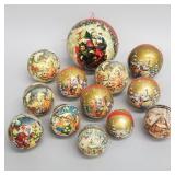 13 vintage, etc. round papier-mache Christmas