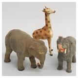 3 vintage composition toy zoo animals: