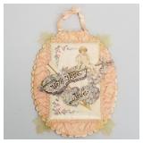 Antique padded silk & die cut hanging Valentine w/