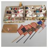 Group vintage patriotic colored glass ornaments,