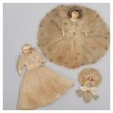 3 antique Victorian scrap Christmas ornaments, etc