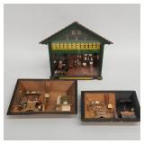 3 vintage European carved wood diorama/ wall