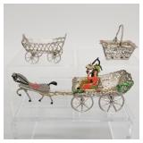 3 antique soft metal doll house, etc. items: