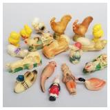 18 asst. vintage celluloid Easter, etc. figures