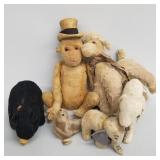 6 vintage stuffed toy animals incl jointed mohair