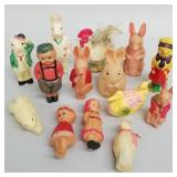 14 asst. vintage celluloid rabbit, etc. figures