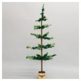 Vintage German feather tree with stenciled wood