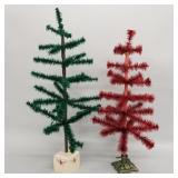 2 feather trees: 30'H dated 1992 & 26 1/2'H with