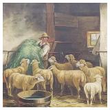 Antique oil painting on canvas in ornate frame-