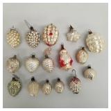 Group vintage blown mold silvered glass ornaments
