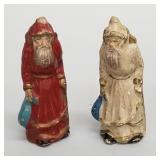 2 unusual antique plaster Belsnickel Santas (worn,