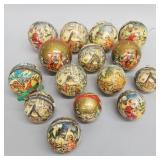15 vintage round papier-mache Christmas candy