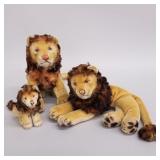 3 Steiff mohair lions- 1 with button in ear-