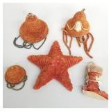 5 vintage chenille Christmas ornaments/