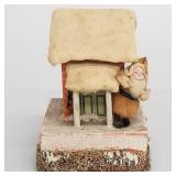 Vintage Putz house with Santa candy container-