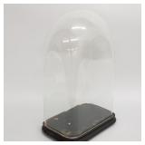 Large antique glass clock dome with wooden base-