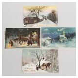 4 antique hold to light Christmas postcards-