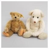 2 jointed mohair teddy bears: 9'H Steiff & 11'H