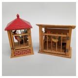 2 antique wooden chicken pipsqueak toys- 1 with