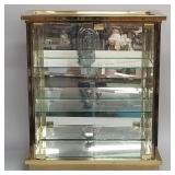 Brass & glass 2 door table top display case-