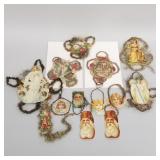 Group antique scrap/ tinsel Christmas ornaments-