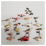16 assorted vintage glass bird ornaments incl clip